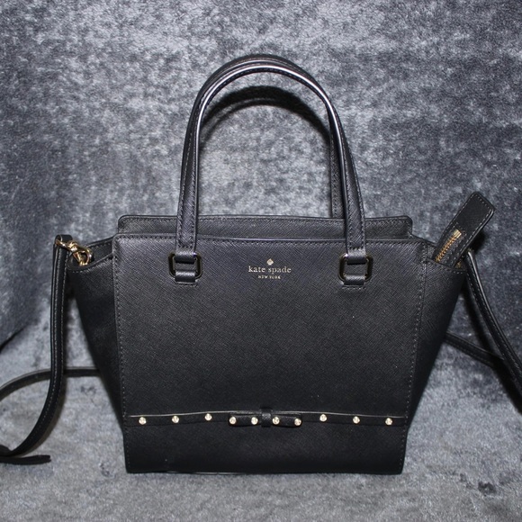 ✨HP ♠️Kate Spade Saffiano Leather Laurel Way Jeweled Bow Hadlee Satchel - Picture 4 of 12